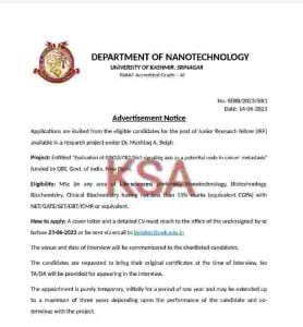 University of Kashmir Jobs Recruitment 2023, Application process, last date